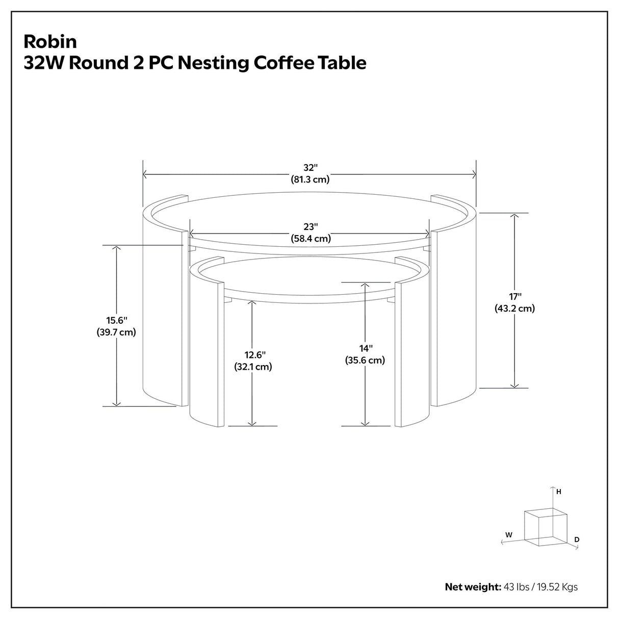Robin - 2 Piece Nesting Table - Gray