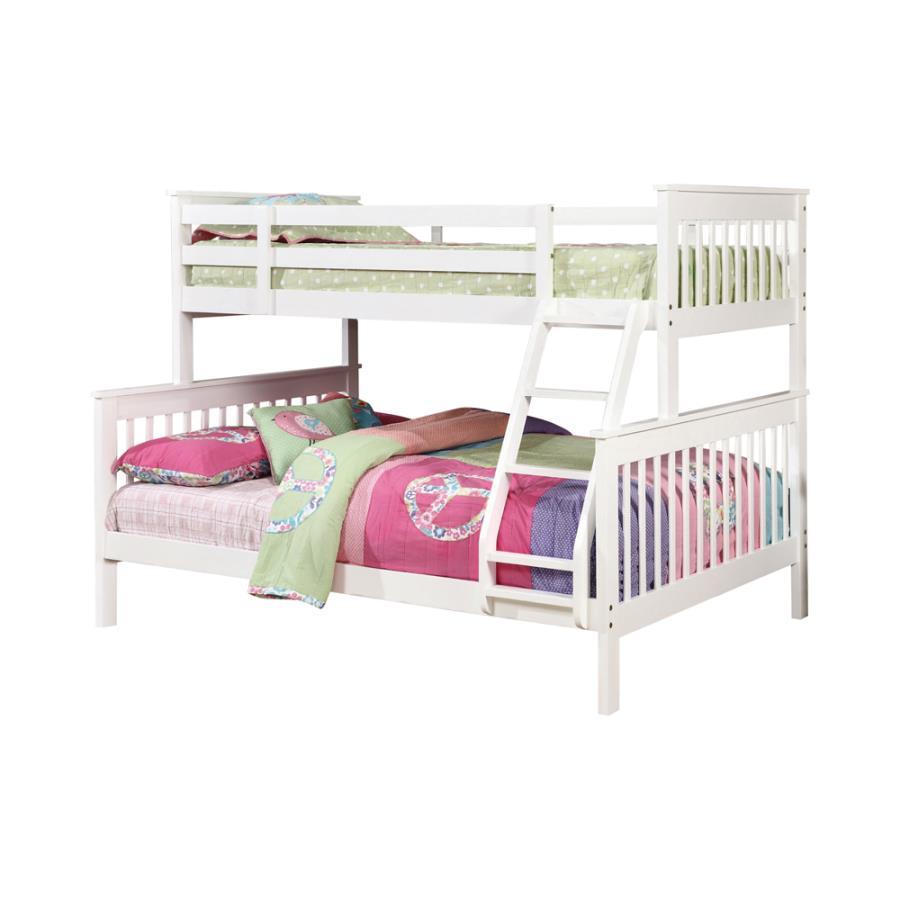 Chapman - Wood Bunk Bed White Twin over Full by CoasterEveryday | Bel Furniture
