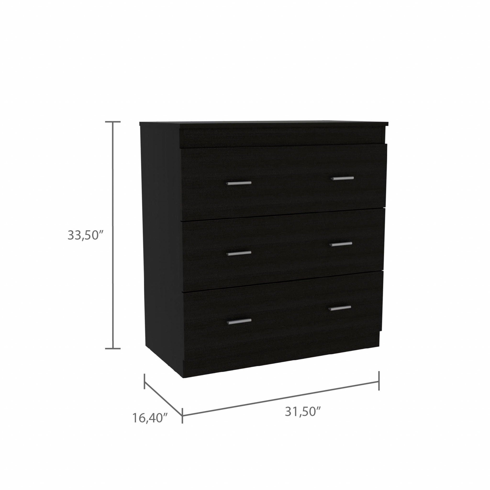 3 Drawer Dresser Wood - Black