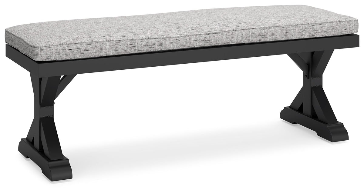 Beachcroft Bench With Cushion Black and Light Gray