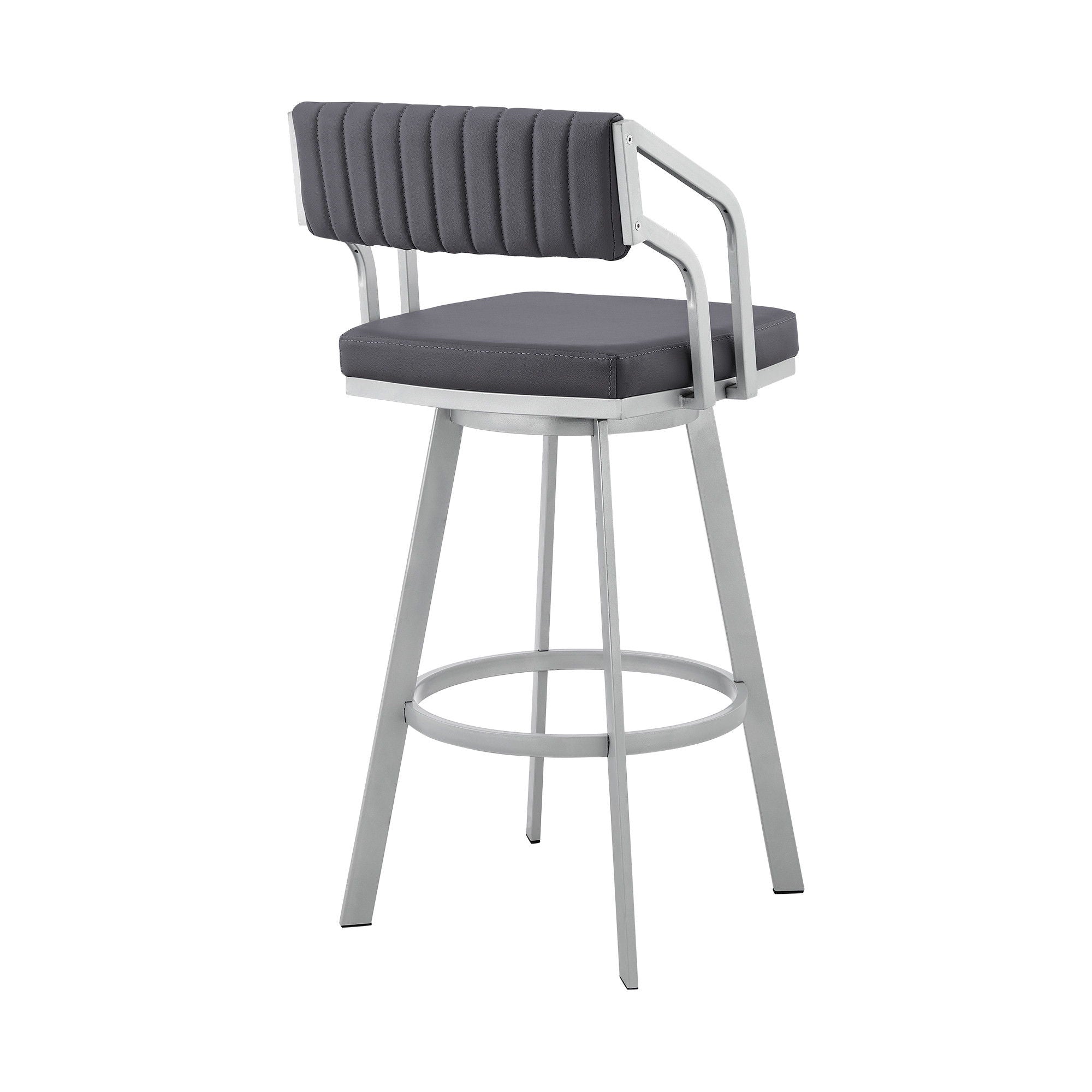 Swivel Low Back Counter Height Bar Chair - Slate Gray / Silver