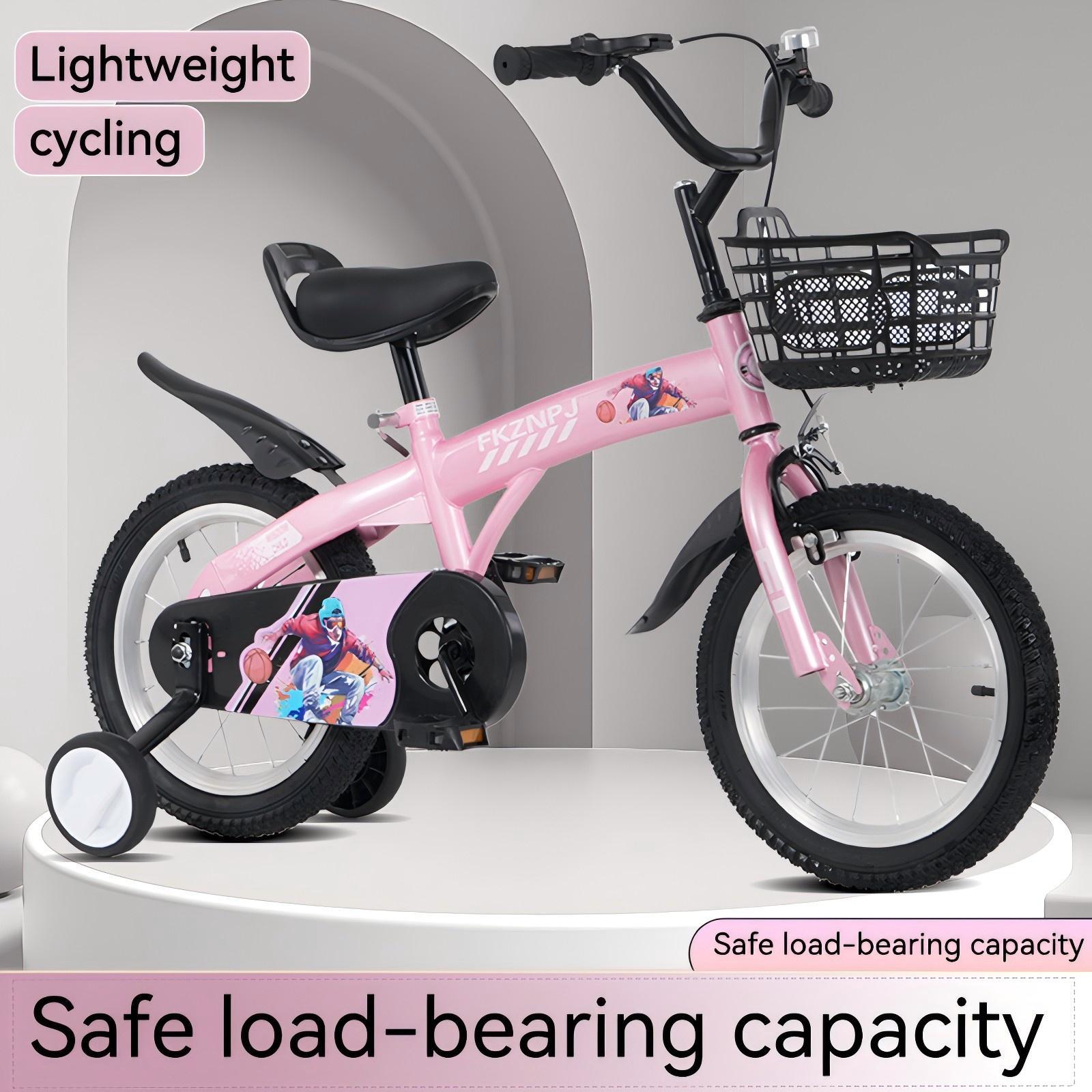 Fkznpj - 16" Sporty Kids Bike With Training Wheels And Stand Adjustable Saddle Suitable For Boys And Girls Aged 4 - 8 Years Tall Height 41 - 46" Available In A Variety Of Colors