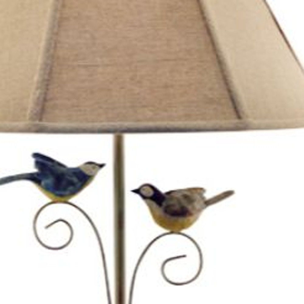 Base Table Lamp With 3D Colorful Birds - Cheerful Taupe