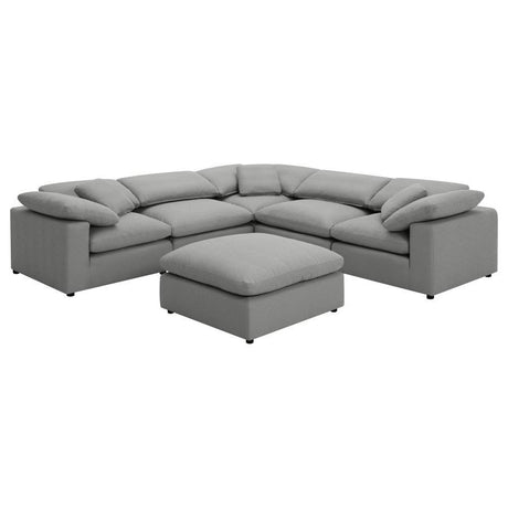 Raleigh - Boucle Upholstered Modular Sectional Gray 6 Pc. Sectional With Ottoman by Coaster Fine Furniture | Bel Furniture
