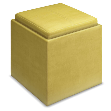 Rockwood - Upholstered Cube Storage Ottoman With Tray - view 23