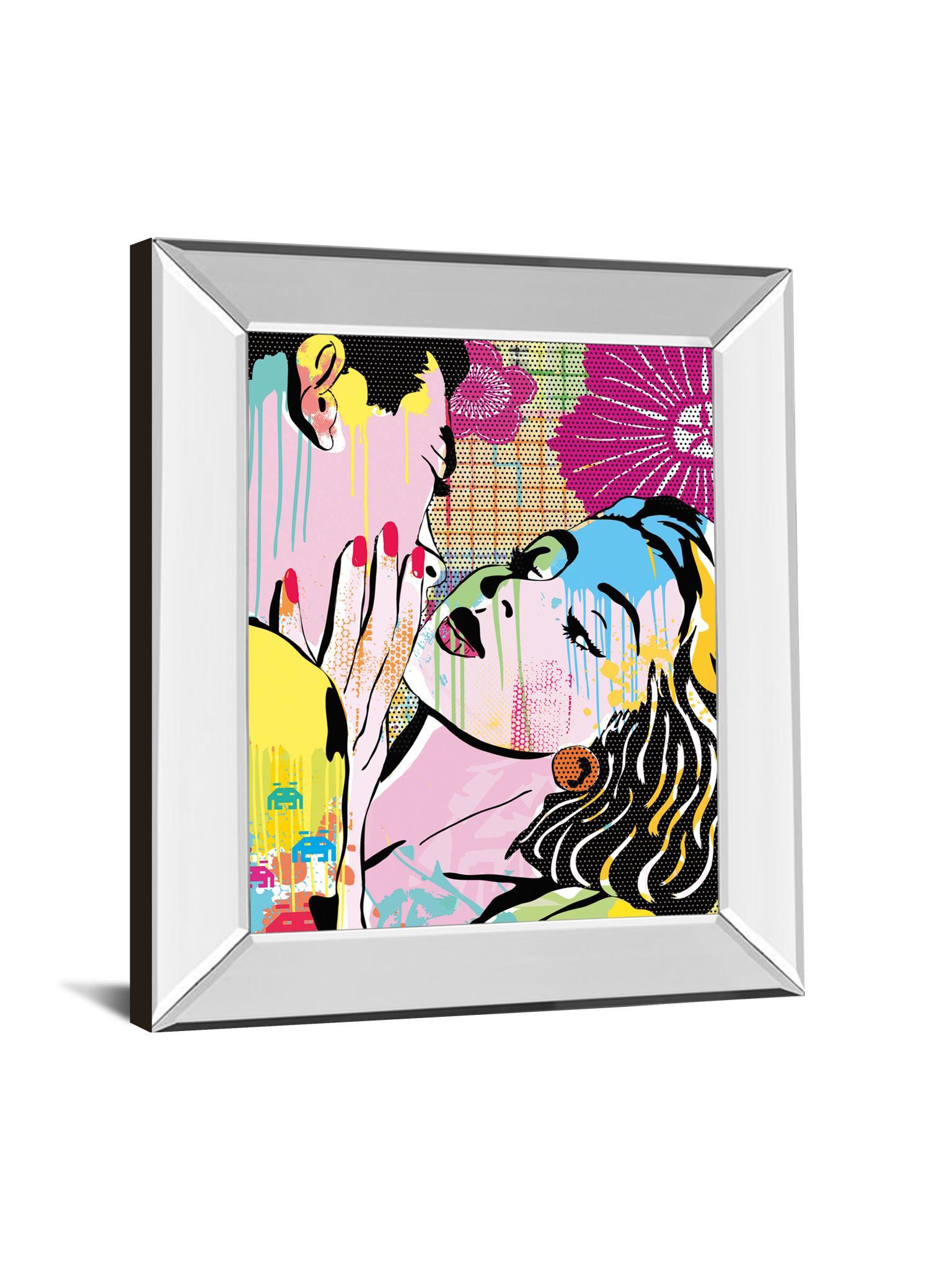 Midnight Kiss By Tom Frazier - Mirror Framed Print Wall Art - Pink