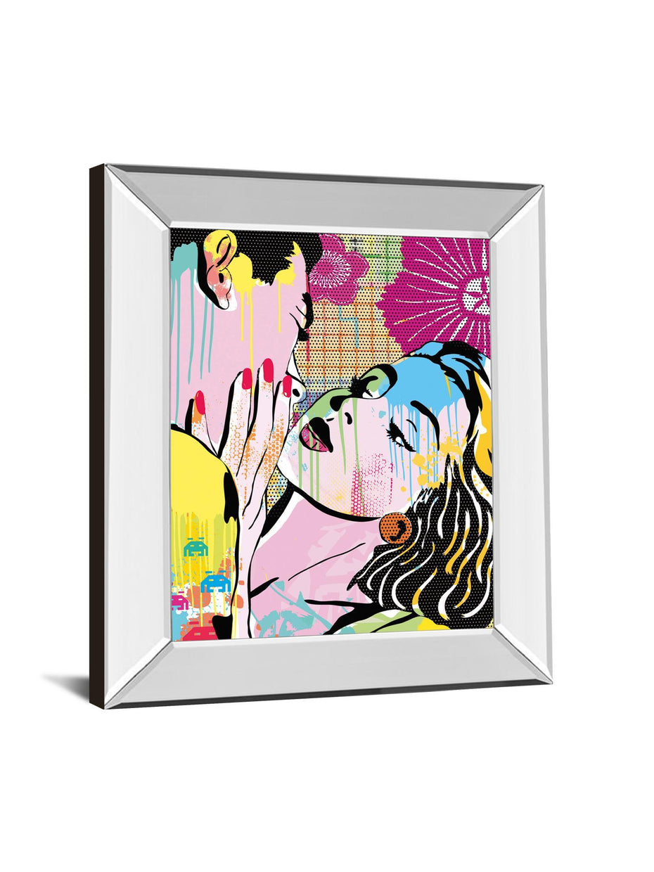 Midnight Kiss By Tom Frazier - Mirror Framed Print Wall Art - Pink