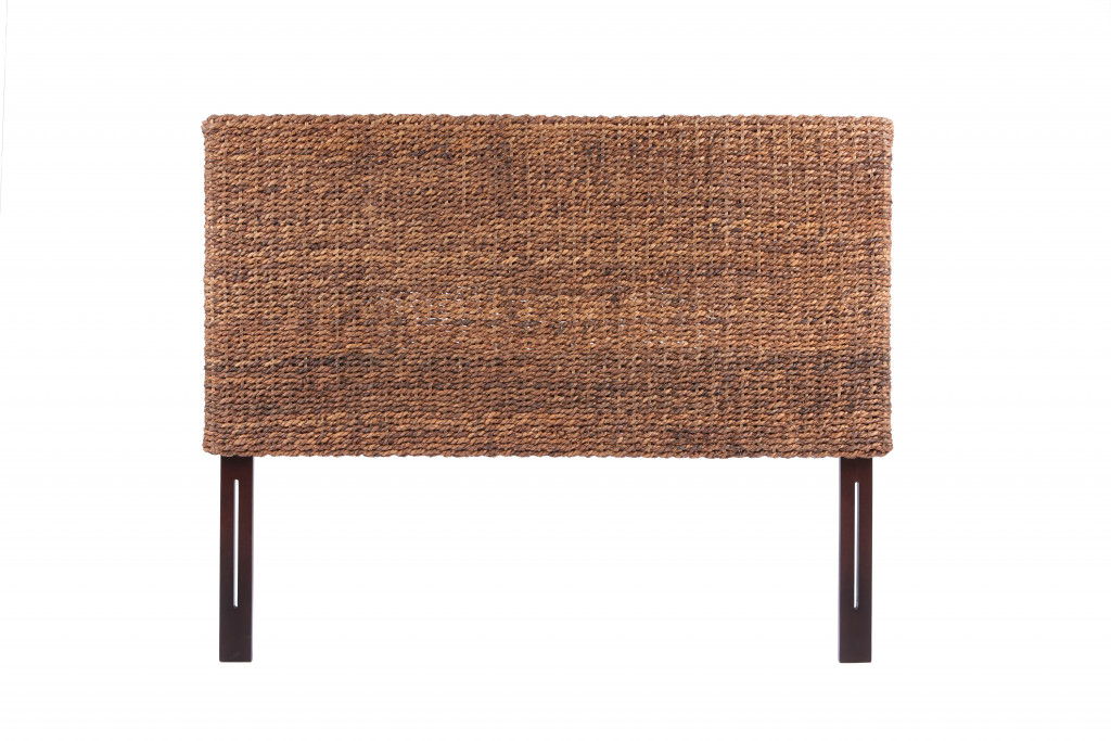 Woven Banana Leaf Straight King Size Headboard - Brown Natural / Rustic