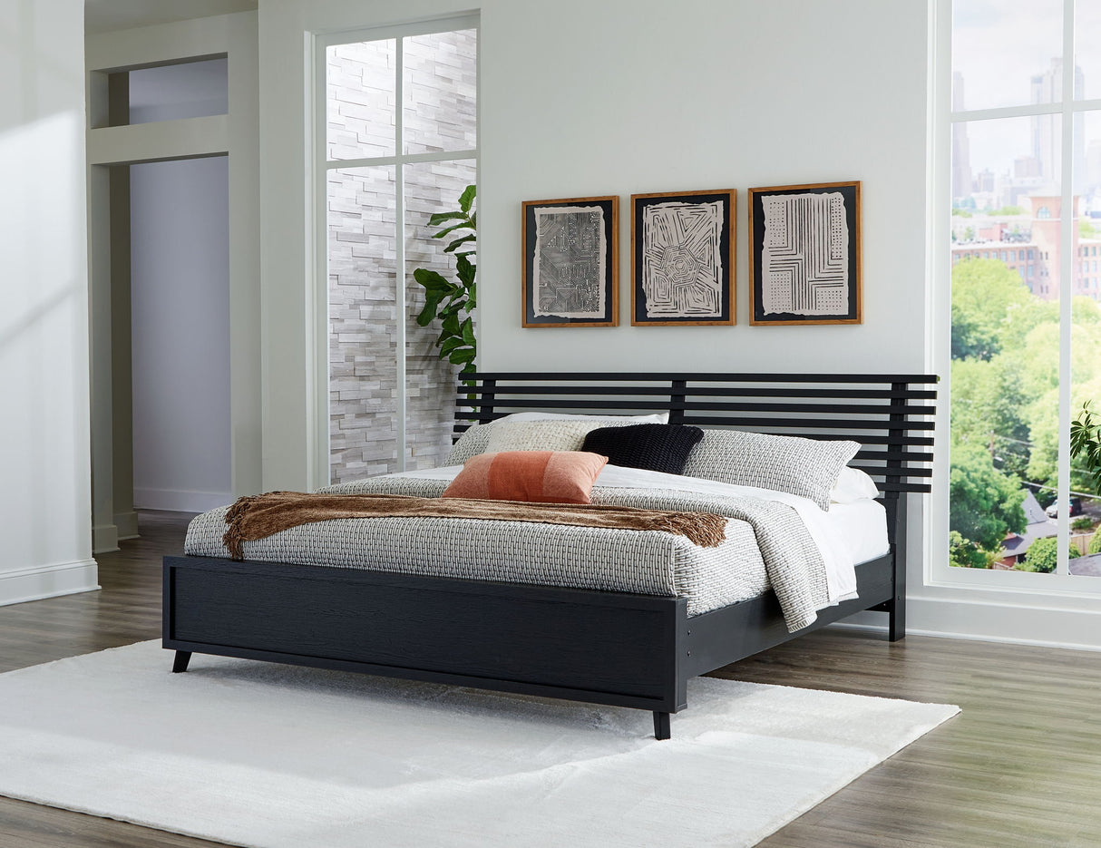 Danziar - King Slat Panel Bed - Black
