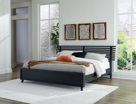Danziar - King Slat Panel Bed - Black