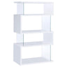 Emelle - 4-Shelf Glass Panel Bookshelf White by CoasterEveryday | Bel Furniture