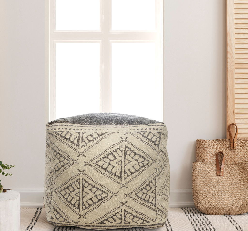 Cotton Ottoman Square - Beige