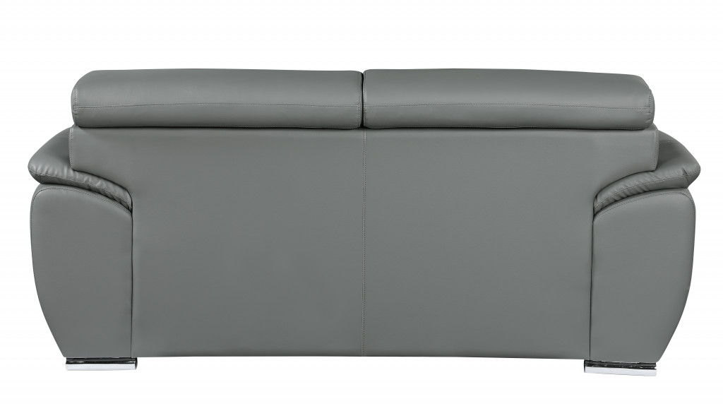 Love Seat Faux Leather - Silver / Gray