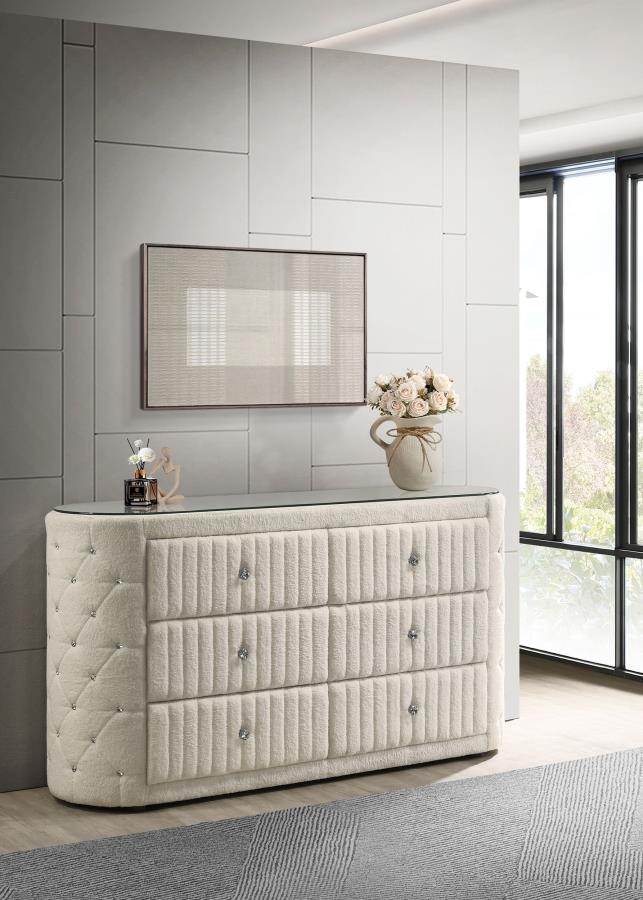 Sonya - 6-Drawer Upholstered Bedroom Dresser