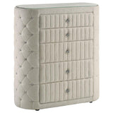 Sonya - 5-Drawer Upholstered Bedroom Chest Of Drawers - Ivory