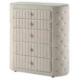 Sonya - 5-Drawer Upholstered Bedroom Chest Of Drawers - Ivory