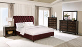 Devon 57-inch Upholstered Panel Bed Wine Red