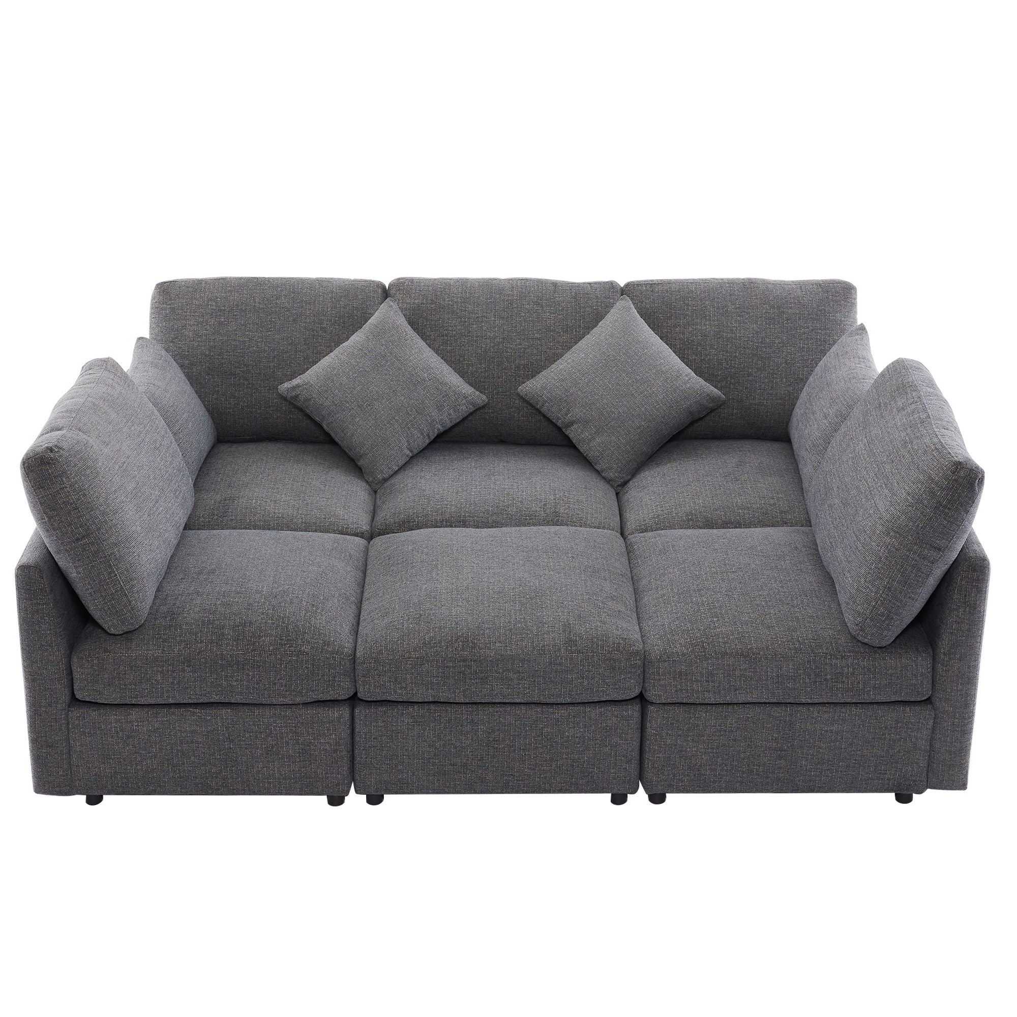 Sectional Sofa Modular Sofa U - Shaped Sofa Couch Sofa Bed L - Shaped Sofa With A Movable Ottoman And Two USB Ports For Living Room