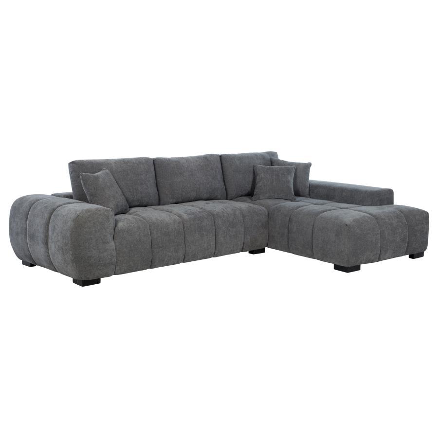 Octavia - Upholstered Sectional Chaise Sofa Dark Gray by Coaster Fine Furniture | Bel Furniture