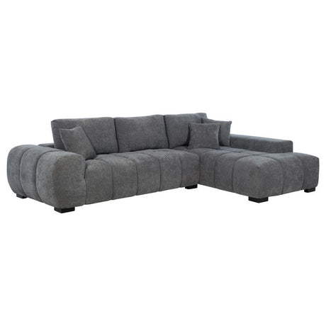 Octavia - Upholstered Sectional Chaise Sofa Dark Gray by Coaster Fine Furniture | Bel Furniture