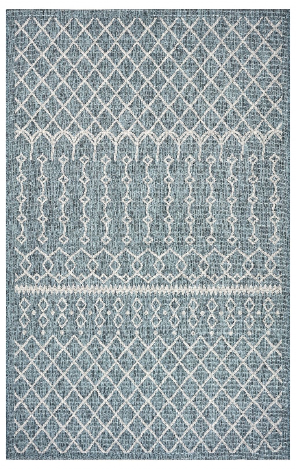 8' X 10' Indoor & Outdoor Area Rug - Gray / Blue