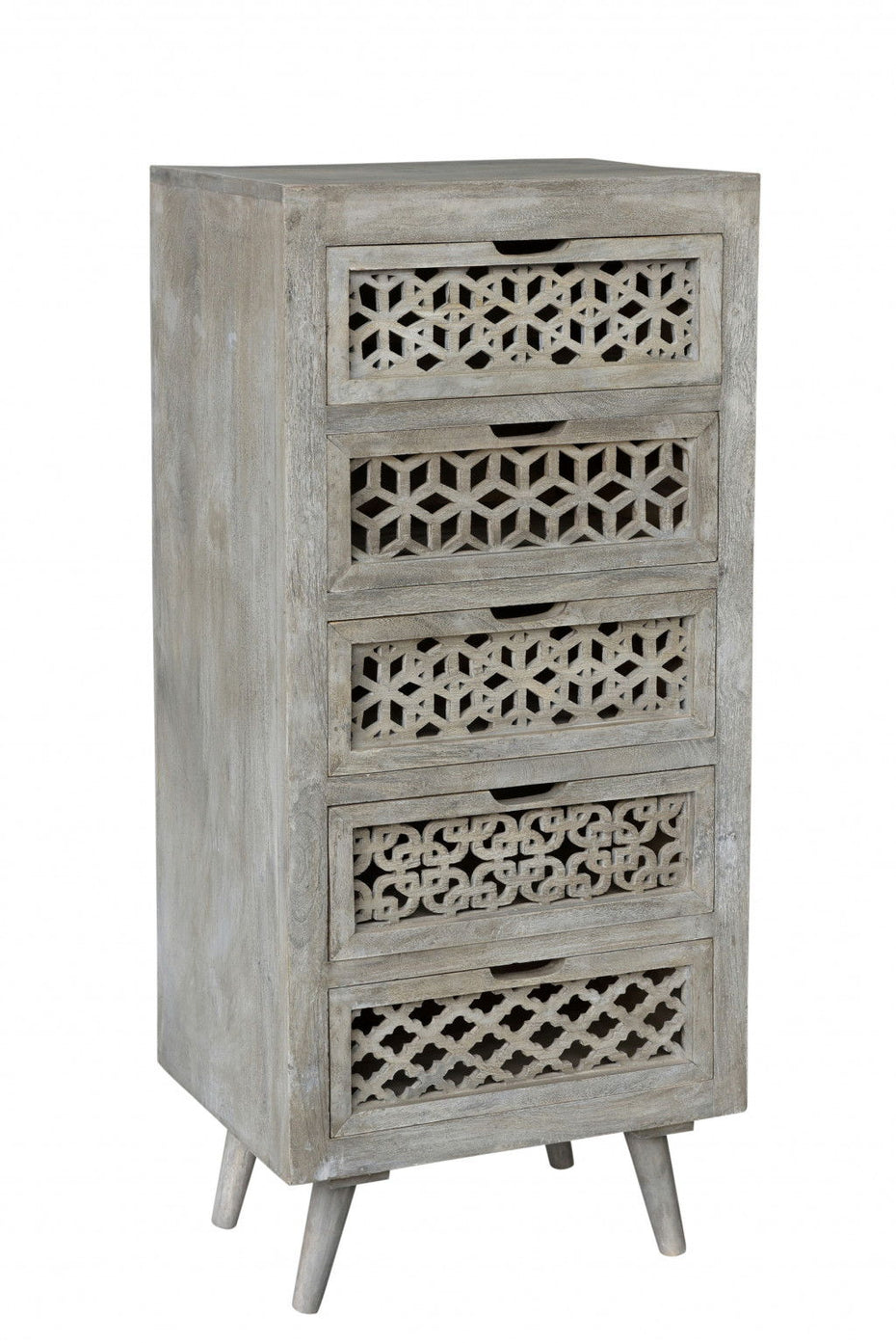 Solid Wood Five Drawer Standard Chest - Gray