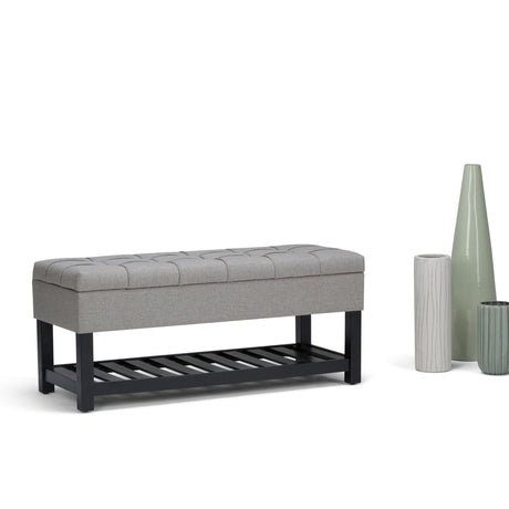 Saxon - Upholstered Transitional Storage Ottoman Bench - view 10