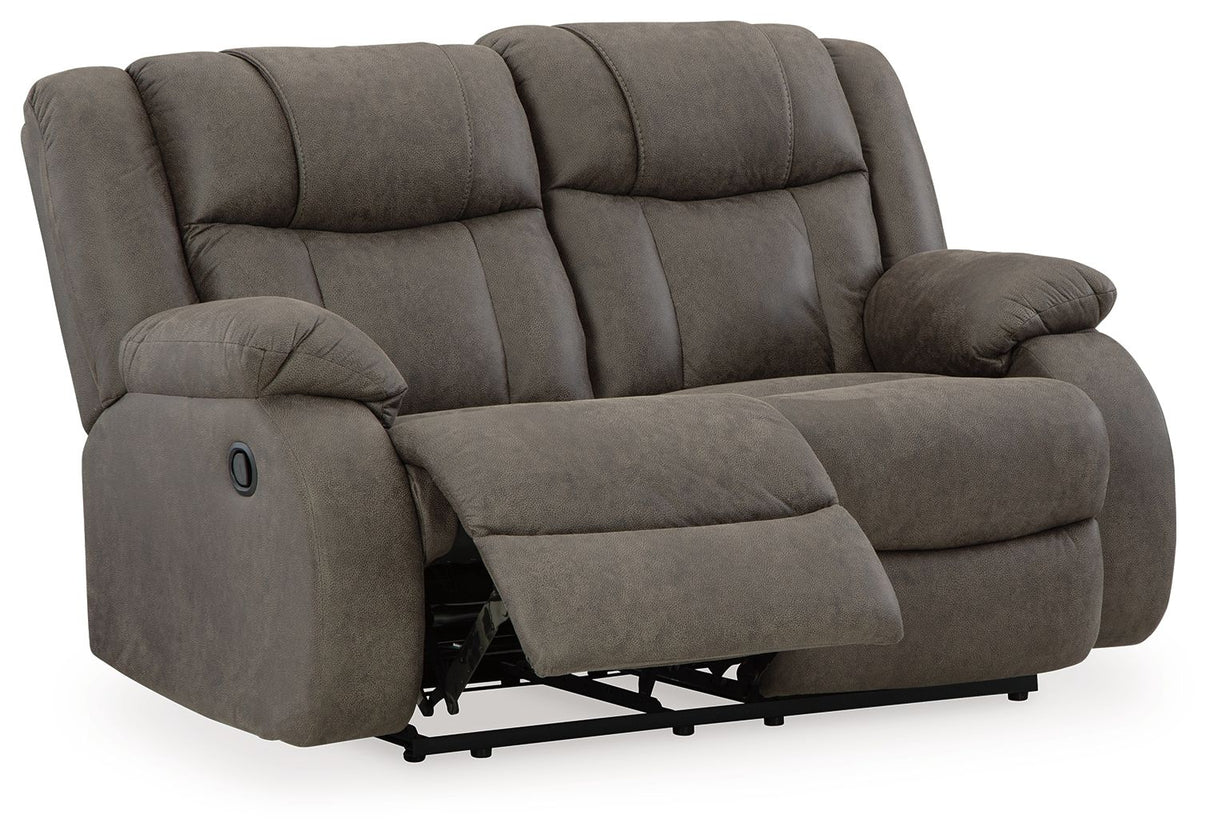 First Base - Gunmetal - Reclining Loveseat by Signature Design by Ashley® | Bel Furniture