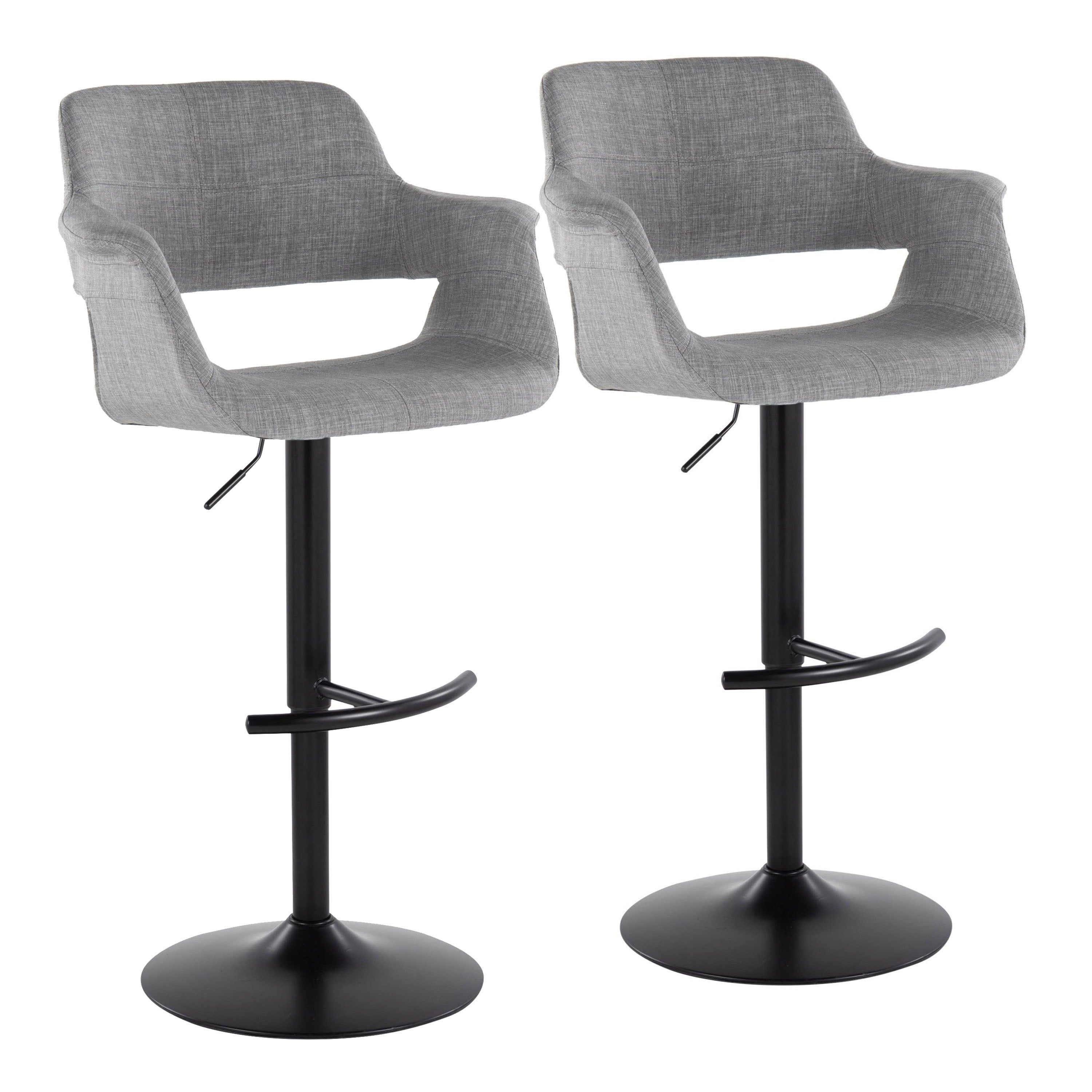 Vintage Flair - Mid Century Modern Adjustable Barstool With Swivel & Rounded T Footrest (Set of 2)