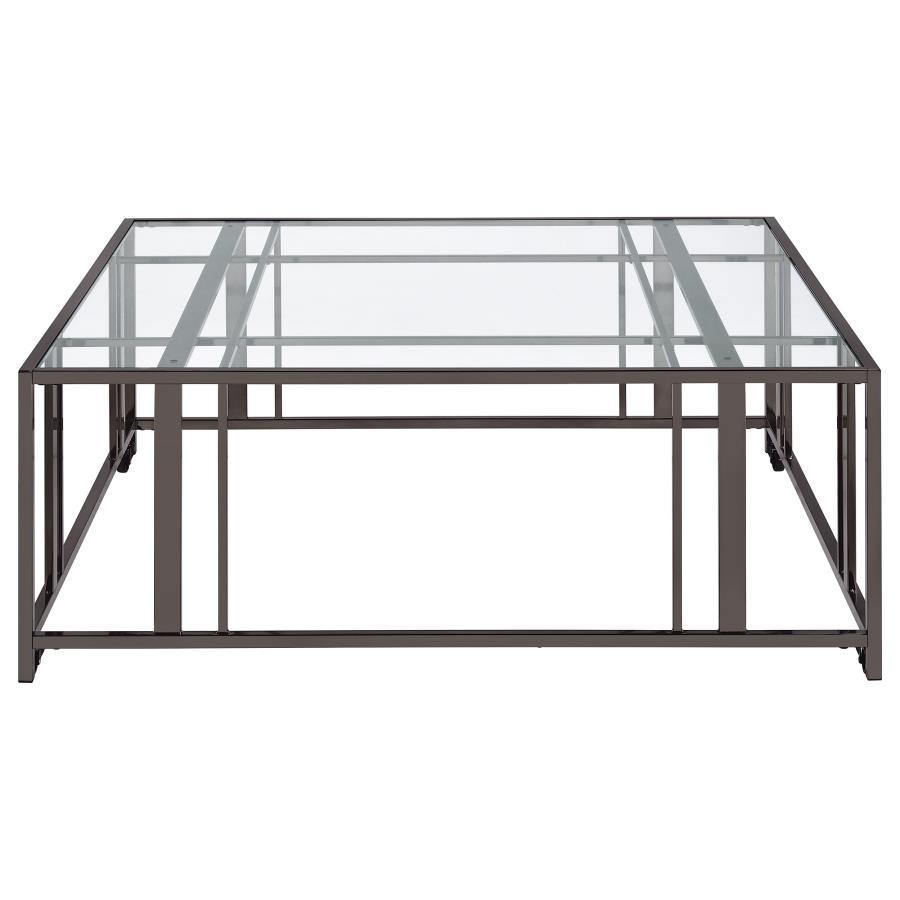 Adri - Square Glass Top Coffee Table With Casters