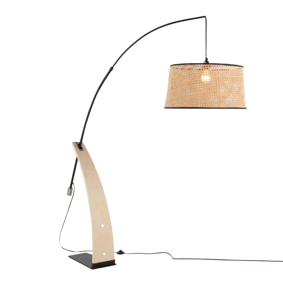 Robyn - Salon Mid-Century Modern Floor Lamp - Natural / Black