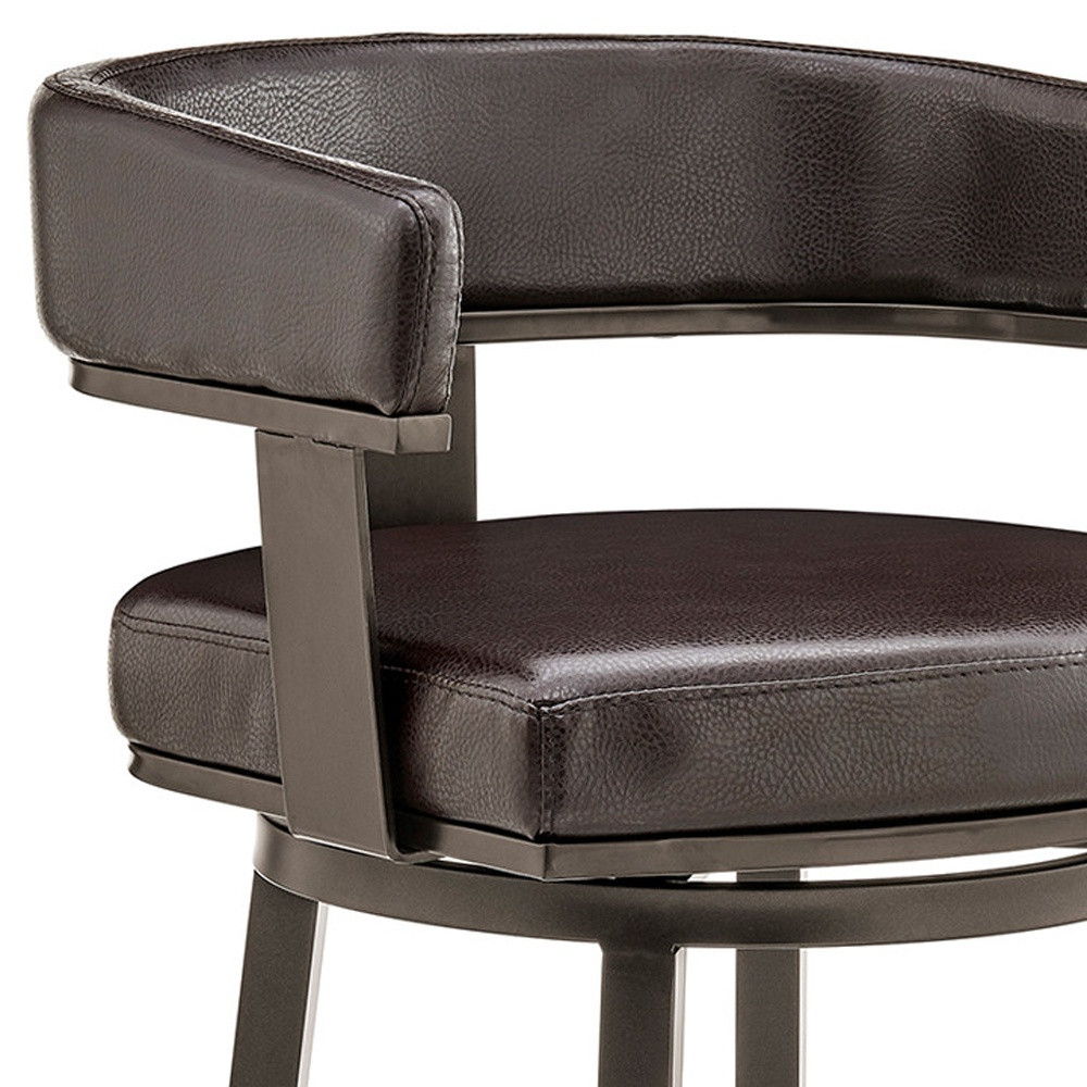 Faux Leather Swivel Low Back Counter Height Bar Chair - Chocolate And Gray