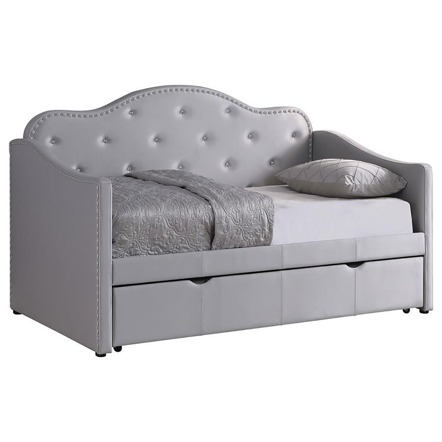 Elmore - Upholstered Twin Daybed With Trundle - Light Gray