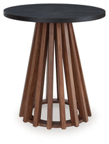 Kallari - Round End Table - Warm Brown / Black