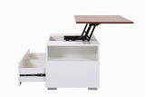 Luna - Coffee Table With Walnut Finish Lift Top, 2 Drawers, And 2 Shelves - White And Brown by Lilola Home | Bel Furniture