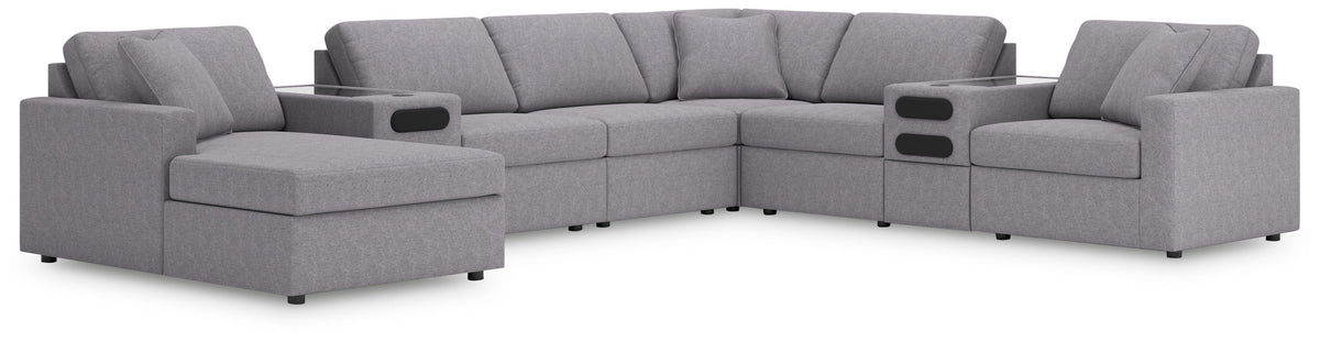Modmax - Granite - Sectional Gray 8 Pc. Sectional With Audio System And Laf Corner Chaise by Signature Design by Ashley® | Bel Furniture