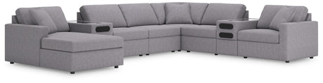 Modmax - Granite - Sectional Gray 8 Pc. Sectional With Audio System And Laf Corner Chaise by Signature Design by Ashley® | Bel Furniture