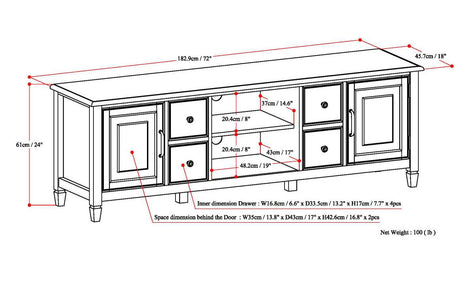Connaught - Wide TV Stand by Simpli-Home | Bel Furniture