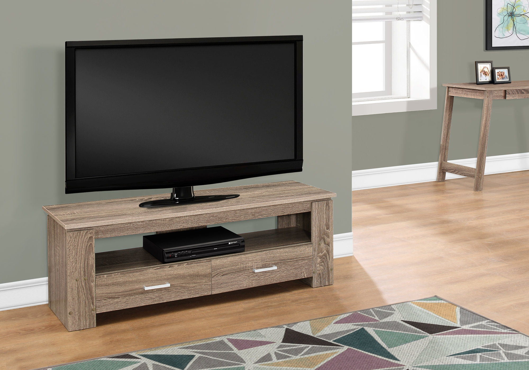 Open Shelving TV Stand - Deep Taupe