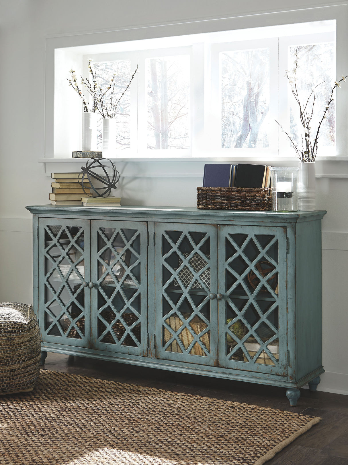 Mirimyn - Antique Teal - Accent Cabinet - Vintage Finish by Signature Design by Ashley® | Bel Furniture