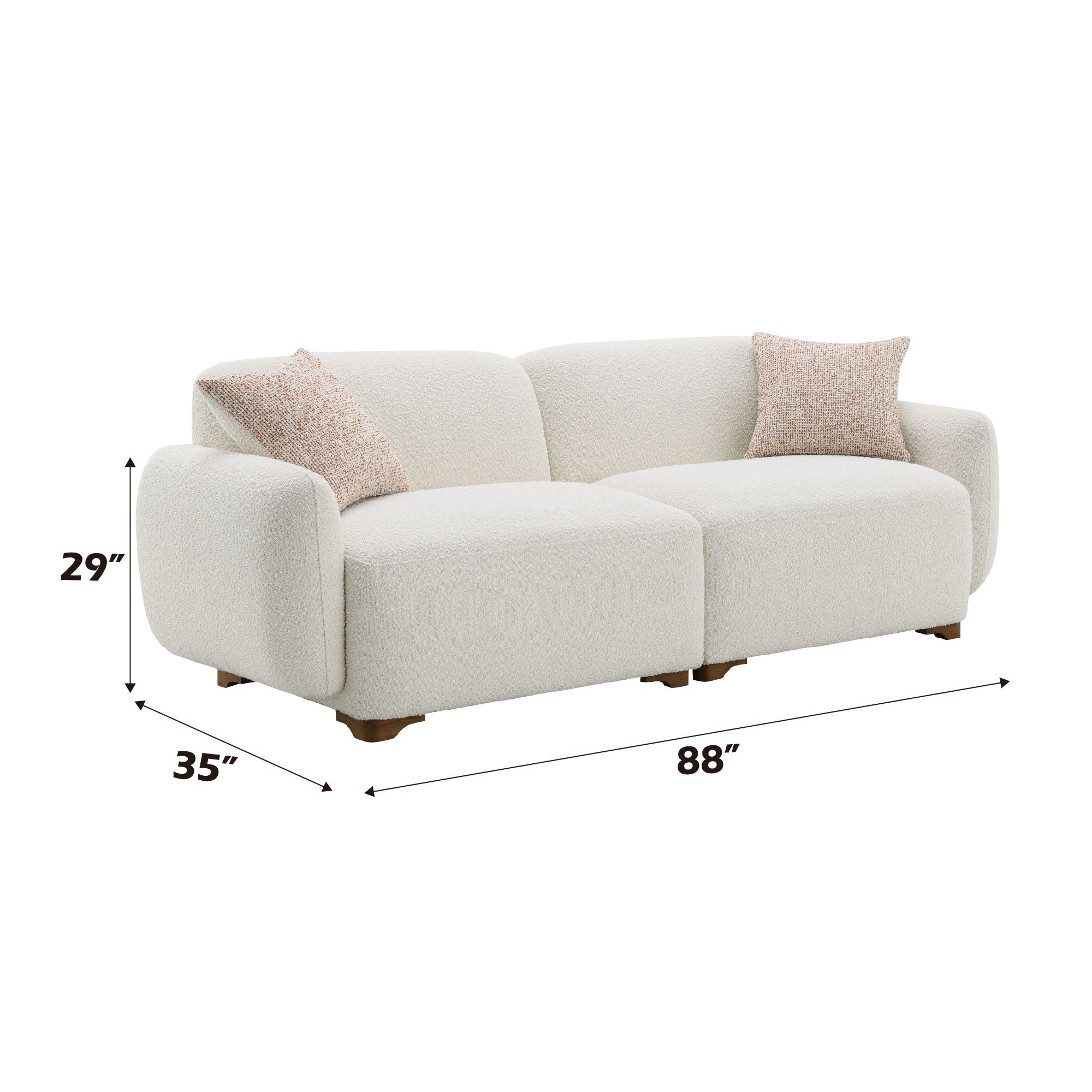 Darius - Boucle Sofa With 2 Toss Pillows - Beige