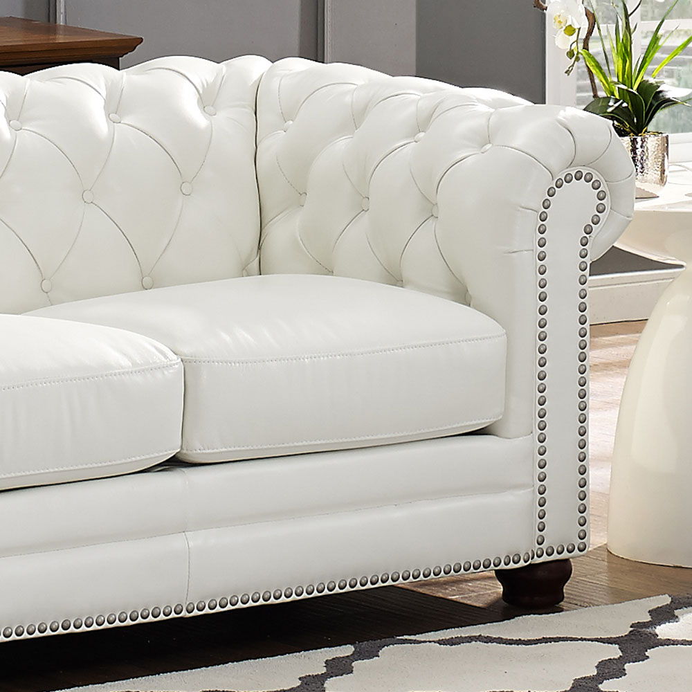 Aliso - Leather Sofa - Creamy White