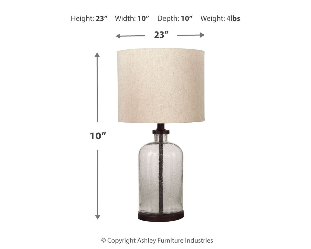 Bandile - Clear / Bronze Finish - Glass Table Lamp by Signature Design by Ashley® | Bel Furniture