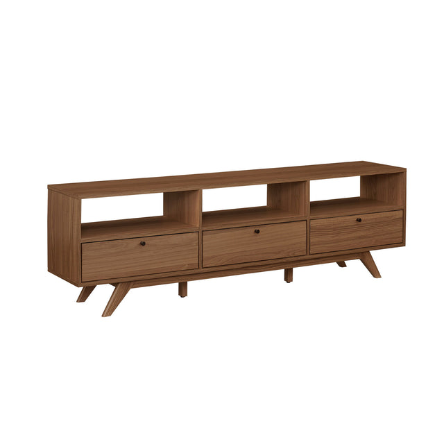 Modern Scandi 3 Door Low Profile TV Stand For TVs Up To 80" Light Brown by Walker Edison | Bel Furniture