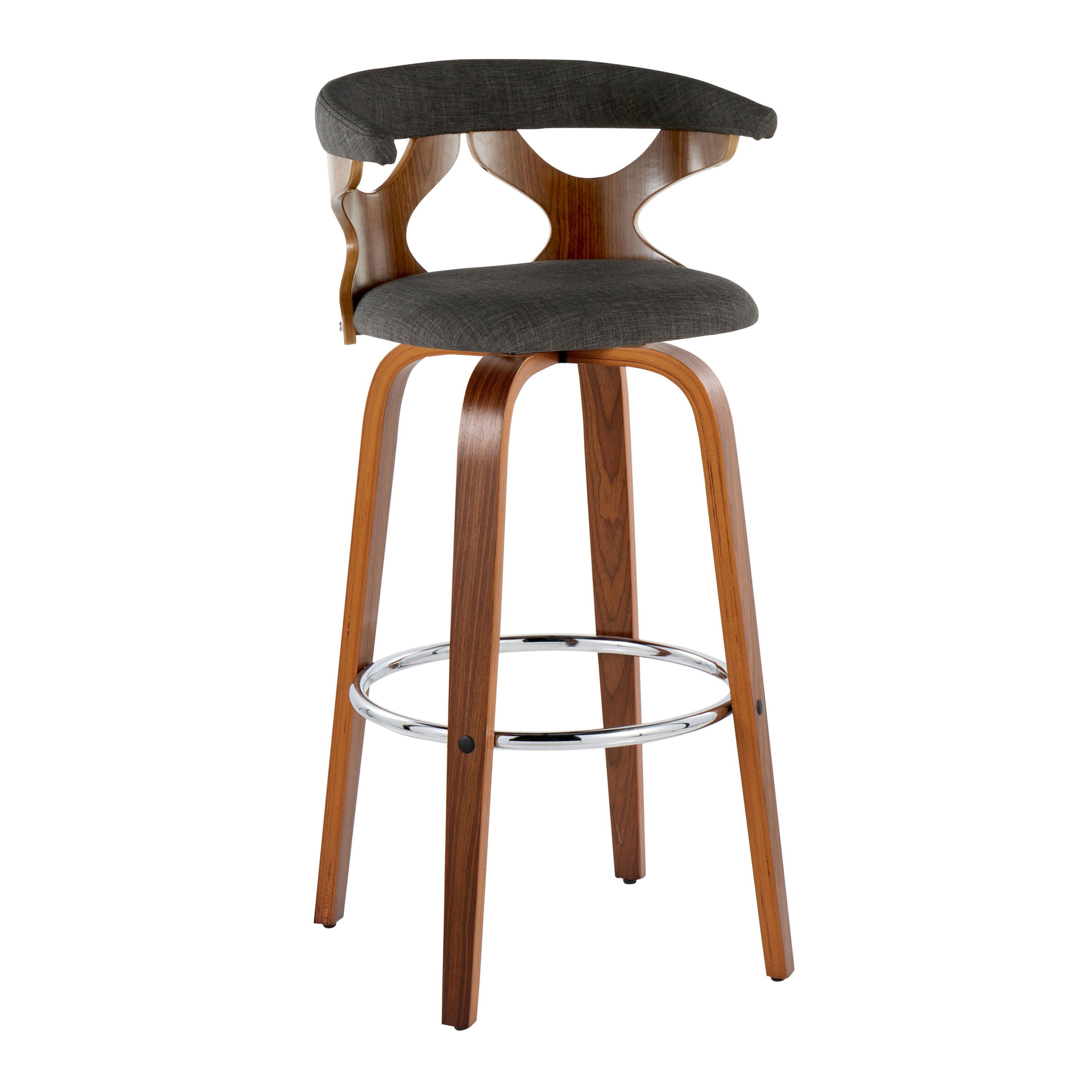 Gardenia - Mid Century Modern Fixed Height Barstool With Swivel With Round Footrest (Set of 2)