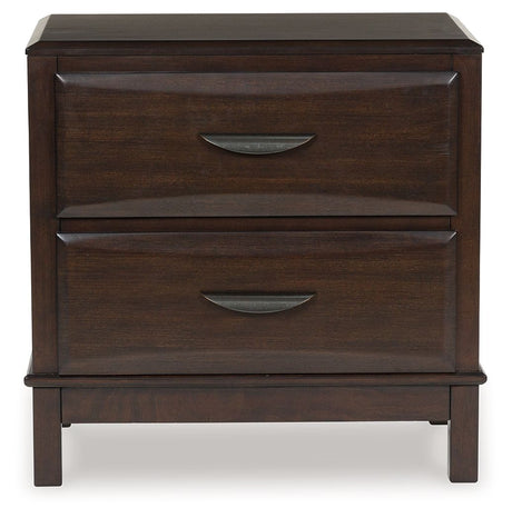 Vanmore - Dark Brown - Two Drawer Night Stand by Benchcraft® | Bel Furniture