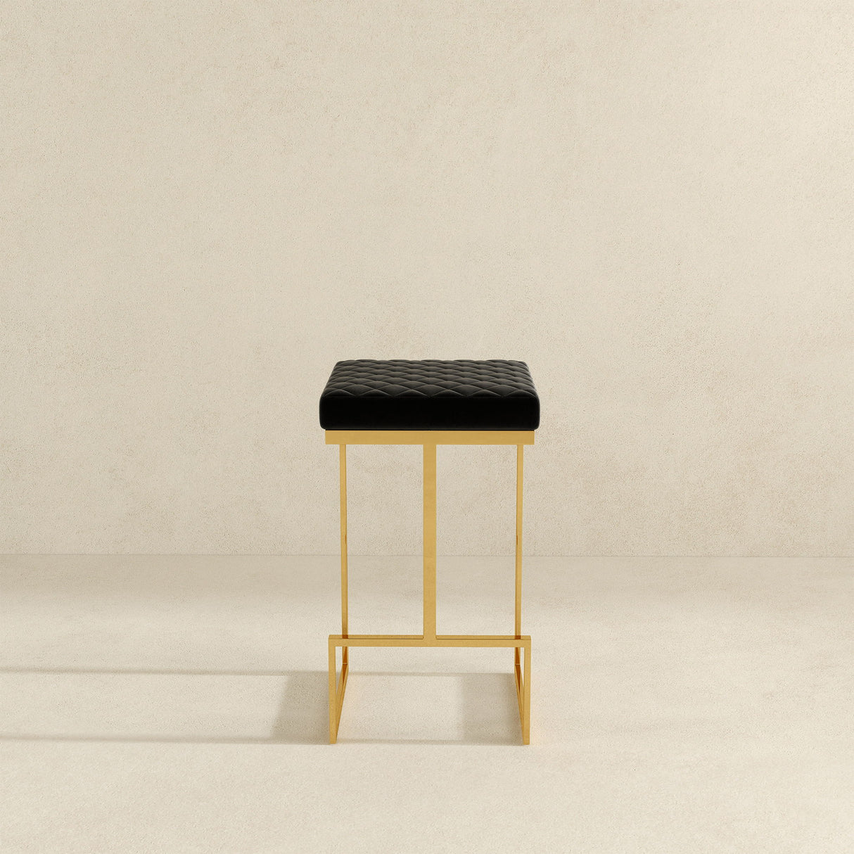 Joel - Upholstered Stool - Black / Gold