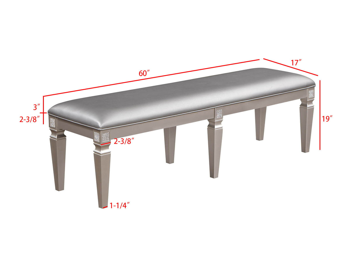 Klina - Bench - Silver by Crown Mark | Bel Furniture