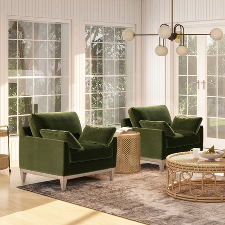 Pasadena - Wide Modern Farmhouse Accent Arm Chair - Olive Green by Jennifer Taylor Home | Bel Furniture