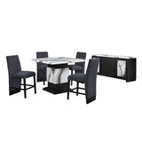 Sammi - Bar Table With And Pedestal Base - Black / White Print